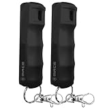 Mace Pepper Spray - 2-Pack Hard Case Model, 0.42 oz, 12 Feet Range, Max Strength 10% OC, Long Lasting UV Dye, Flip Top Safety Cap, Self Defense Pepper Spray Keychain for Women & Men - Black