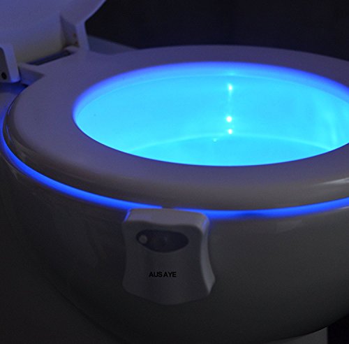 Toilet Night Light,Ausaye Motion Sensor Toilet Light 8 Color Changing Led Toilet Bowl Nightlight -Funny Unique Christmas Gift For Him Men Her Kids Stocking Stuffers #TOP6