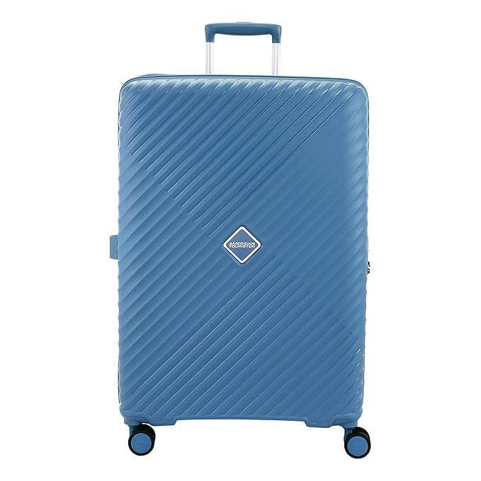 Image of American Tourister Set (55+68+79 CM) Check-in Trolley Bag with Combination Non TSA Lock & 8 Wheels Hard-Sided PC Medium Suitcase /Trolley Bag with Double Spinner Wheels /Luggage for Men & Women (Blue)