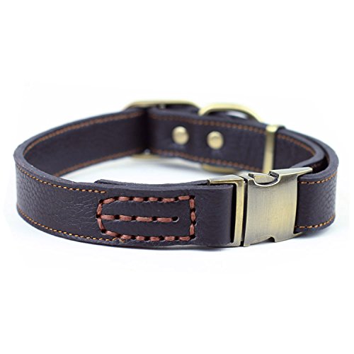 Chede Luxury Real Leather Dog Collar- Handmade For Medium And Large Dog Breeds With The Finest Genuine Leather Collar That Is Stylish,Soft Strong And Comfortable-Brown Dog Collar #TOP10