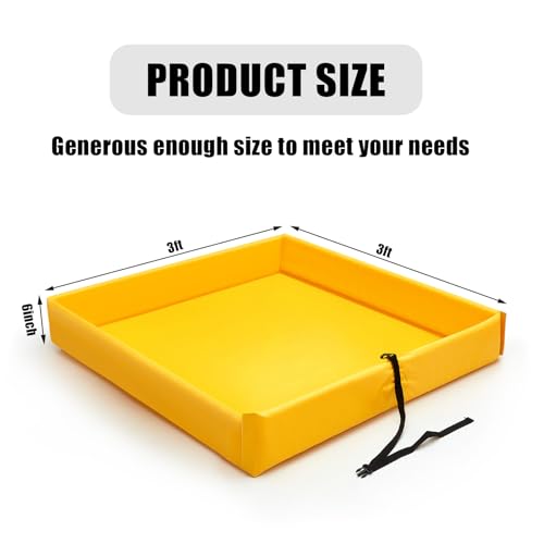 Image of Wettarn Folding Duck Pond 3'x 3' Portable Spill Containment Berm Wall Containment Berm (Yellow)