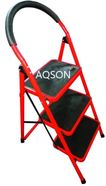 AQSON 3 Steps Folding Steel Ladder