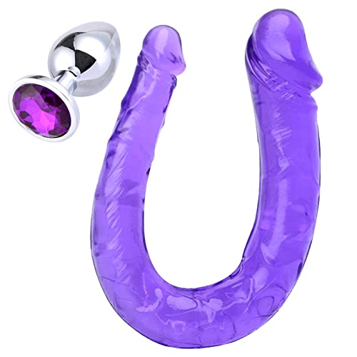 Anal Butt Plug Double-Ended Dildo, Double Dongs Realistic Dildos Penis Cock Anal Butt Plug Massager G-Spot Stimulation Adult Sex Toys for Women Men