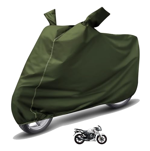 Image of Auto Hub Waterproof Bike Cover Compatible with TVS Apache RTR 160 Dustproof, UV Protection Two Wheeler Bike Apache 160 Cover - Green
