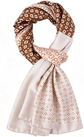 DAMILY Dünner Sommer Schal Herren seidentuch chiffon Herrenschal krawattenschal seidenschal leichter Business Schals halstuch silk scarf Stola geschenk für Ihn(Orange)