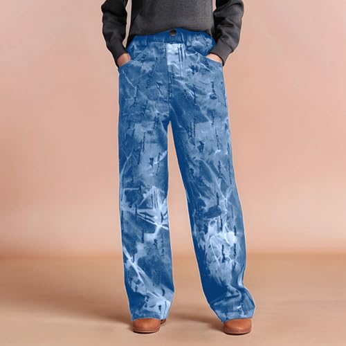 Girls' Baggy Jeans Candy Colors High Rise Elastic Waist Wide Leg Washed Denim Pants Casual Jean Trousers with Pockets2