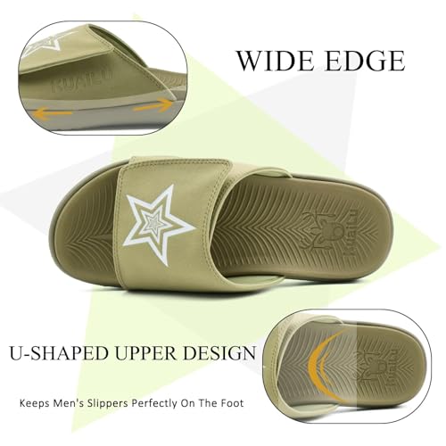 Image of KuaiLu Mens Atheletic Slides Wide Adjustable Arch Support Sport Sandals | Soft Cushioned Open Toe Summer Slippers for Plantar Fasciitis Slip On House Shoes Indoor Outdoor