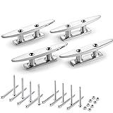 KAHACIYO Boat Cleat, Dock Cleat 5 inch, Open Base Boat Cleat 316 Stainless Marine Grade Steel, Highly Polished (4 PCS)