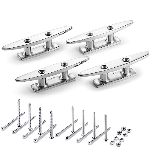 KAHACIYO Boat Cleat, Dock Cleat 5 inch, Open Base Boat Cleat 316 Stainless Marine Grade Steel, Highly Polished (4 PCS)
