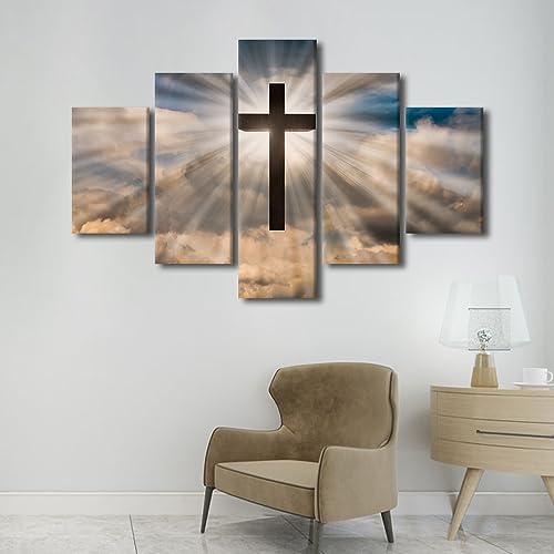 Art mural de croix pour salon et chambre déco spirituelle chrétienne grand format