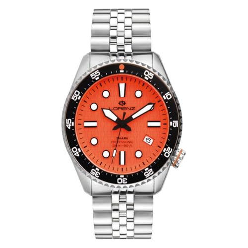 Lorenz Shark V 030255OR - Montre de sport automatique pour homme - Montre avec bracelet en acier sous-marin professionnel jusqu'à 200 mètres - Boîte avec...