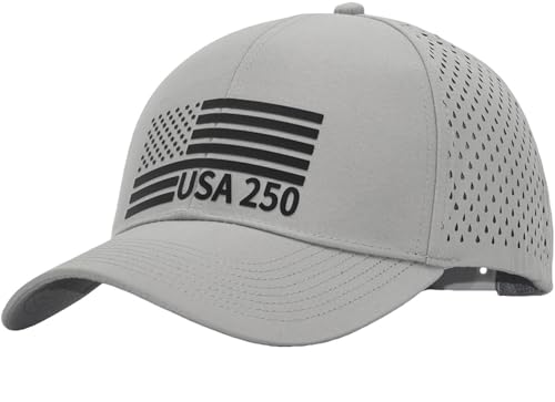 Image of 250th Anniversary USA Flag Hat, Laser Cut Breathable Mesh Patriotic Tactical Baseball Cap for Men Women, Fits OSFM&XXL Head