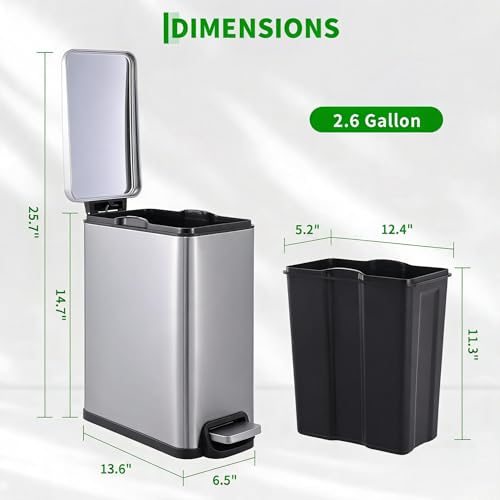 Caneca de basura IDEALHOUSE acero inoxidable 10L con pedal miniatura 2