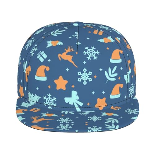 Christmas Fashion Flat Brim Baseball Cap â€“ Stylish Unisex Cap with All-Over Print Design â€“ Breathable Lightweight Hat for Daily Wear, Outdoor Activities, and Travel Black2