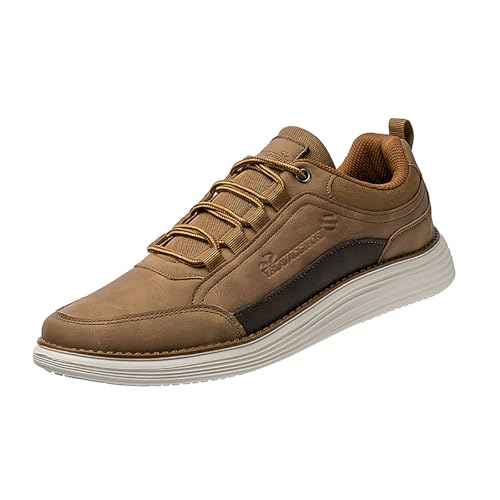 Men's Leather Lace-up Fashion Sneakers,Classic Breathable Comfortable Slip-on Non Slip Business Oxford Dress Shoes