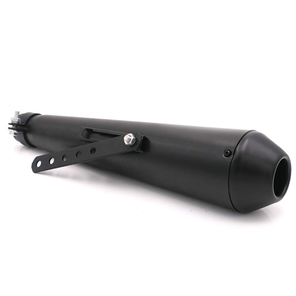 Moto Marmitta Tubo di scarico per 35mm 38mm 41mm 43mm 45mm per Chopper Cruiser Bobber Old School Cafe Racer (Nero)
