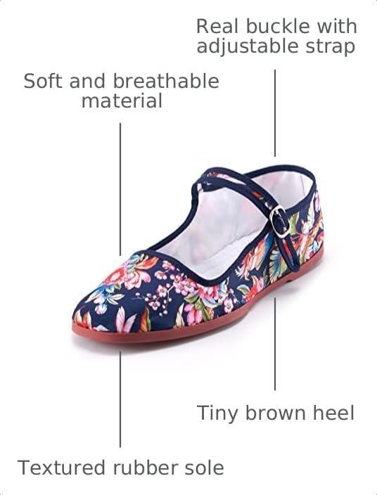 Image of Womens Classic China Flats, Casual China Doll Shoes, Cotton Mary Janes, Chinese Tai Chi Shoes