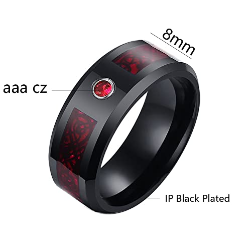 Couple Rings Black and Red Matching Rings His and Her Rings Heart CZ Women Wedding Ring Sets Titanium Men Wedding Bands2
