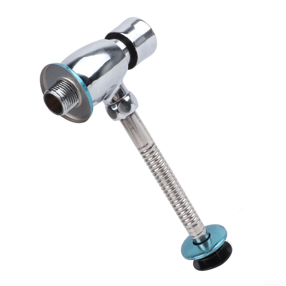 Manual Urinal Flush Valve – Button-Type Alloy Construction For Public & Private Restrooms, Water-Saving With Auto Shutoff, Silver Finish