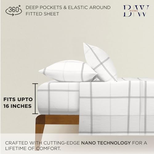 Image of Briarwood Home Printed Flannel Sheet Set, 100% Natural Cotton, Soft, Warm & Deep Pocket, Advanced Nano-Tech Making it Resistance to Pilling; Brushed 6 Times for Softness (Classic Plaid, Queen)