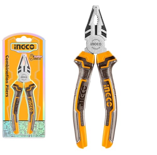 Ingco HCP08208-1 Combination Pliers 6 Inch Size Grey/Orange