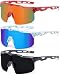 Kashm Youth Baseball Sunglasses for Boys Girls Softball Cycling Sports Sunglasses Kids Lightweight UV Protection 3Pack-Black+Red+Blue