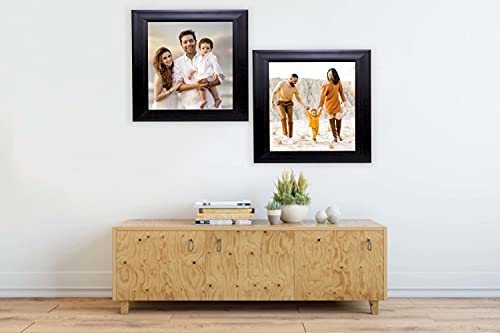 Image of set of 2 8x8 Inch Brown Color flexiable Glass (acrylic) & synthetic wood customized Modern Collage Photo Frames for Wall Hanging