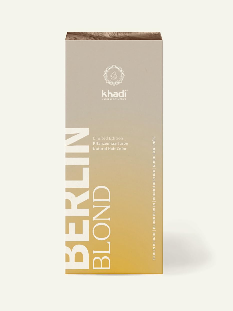 khadi BERLIN BLOND Tinte vegetal para el cabello - tiñe tu cabello de un tono rubio ceniza frío - Tinte natural 100% vegetal, natural y vegano - 100 g