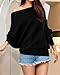 GOLDSTITCH Women's Off Shoulder Batwing Sleeve Loose Pullover Sweater Knit Jumper Oversized Tunics Top Black