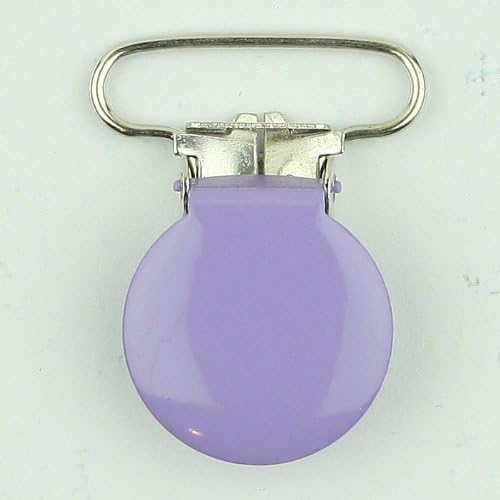 10 Dark Lavender (B28) Enamel/Enameled Round Face 1" Suspender Clips with Rectangle Inserts for Binky/Paci/Pacifier/Dummy/Bib/Toy Holder Clips