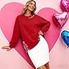 PECHAR Valentine Sweatshirts Women Love Valentines Shirts Embroidered Crewneck Long Sleeve Tops With Side Heart Applique #1