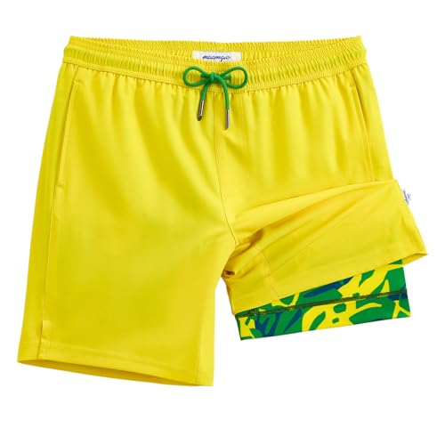 Image of maamgic Mens Swim Trunks with Compression Liner 7 Inch Inseam Mens Bathing Suit Quick Dry Swimming Trunks Swimsuit