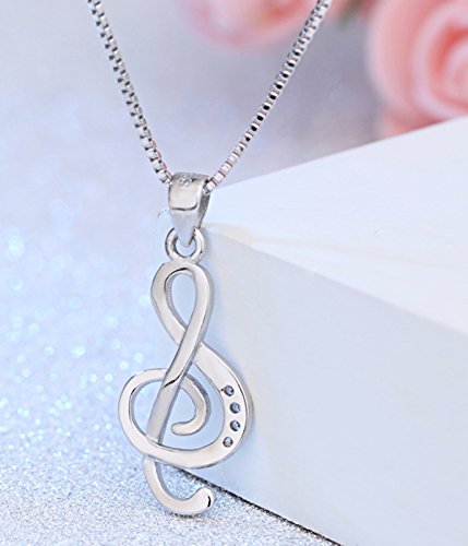 Weilydf QXNECKLACE004 Music Note Pendant Necklace 925 Sterling Silver Cubic Zirconia Jewelry thumb #4