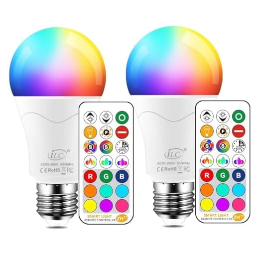 ILC LED Light Bulb 85W Equivalent, Color Changing Light Bulbs 2700K Warm White, Remote Control RGB 6 Modes, Timing, Sync, Dimmable E26 Screw Base (2 Pack)