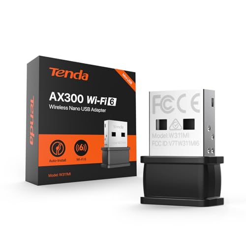 Tenda WLAN USB Stick Adapter für PC, AX300 2.4G 286Mbit/s, Soft-AP, WPA2, Nano-Größe, Windows 7/10/11, W311MI