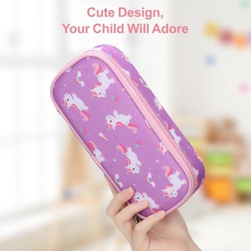 Image of Bagseri Pencil Case for Kids - Special Cute Pencil Pouch for Girls Large Capacity Pencil Bag Aesthetic Kids Pencil Box for School (Purple Cute Unicorn)