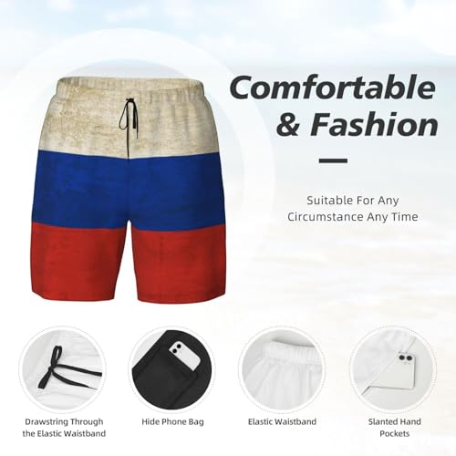Vintage Saint Vincent and Grenadines Flag Mens Swim Trunks with Compression Liner 2 in 1 Quick Dry Bathing3