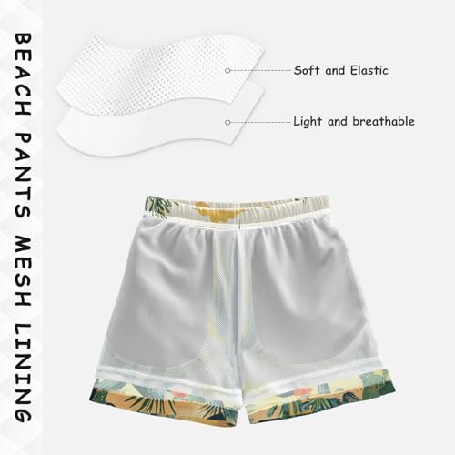 Pigsaly Boys' Swim Board Shorts Tropical Summer Desert Green Cactus Boy's Swim Trunks Kids Swimwear M4