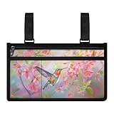 Bivxisrvo Hummingbird Wheelchair Armrest Side Hanging Storage Bag with Cup Holder, Foldable Walker Attachment Hands-Free Storage Basket Mobility Aid Accessory Pouch for Elderly, Senior