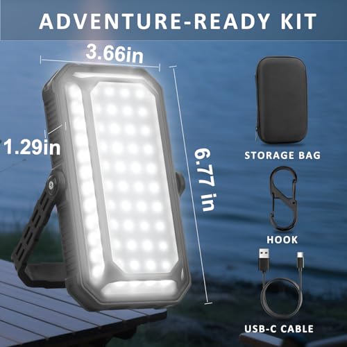 AOMEES 10000mAh Rechargeable LED Camping Lantern w/ 12 Light Modes, LCD Display & Solar Charging - image 8