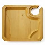 Perfect Stix Wooden Wine Plate with Stem Holder, Biodegradable Birch Wood, 9 Inch, Disposable Party Plates, 20 Count