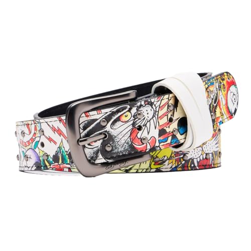 ED HARDY Men's 38mm All Over Print Hammered Stud Belt2