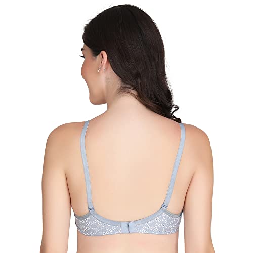 Image of Flower Print Bra for Women - Made of Pure Cotton Full Coverage Non Wired Pushup Soft Cup for T-Shirt Saree Dress Sports Garment for Daily Use Everyday