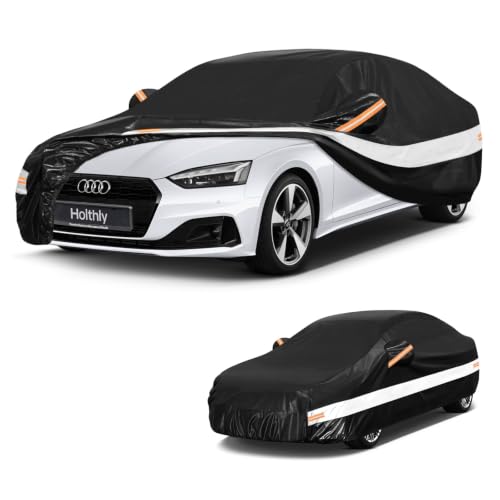 Image of 10 Layers Sedan Car Cover Custom Fit for Audi A5 /S5 (2012-2026), Waterproof All Weather for Automobiles, Outdoor Full Cover Sun Rain Dust UV Protection with Cotton. Black