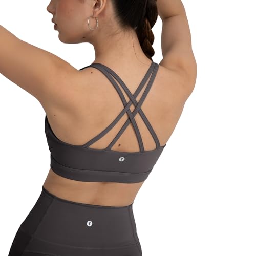Image of YITTY Active Women's Ultraluxe Strappy Medium Impact Bra, Athleisure, 4-Way-Stretch
