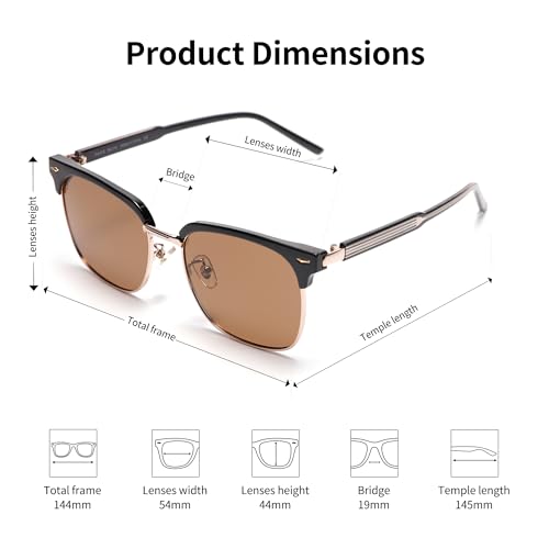 Classic Retro Premium Browline Polarized Sunglasses for Men and Women with Travel Case-Full UV Protection3
