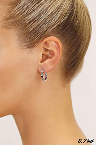 14K Gold Small Oval Flat Hoop Earrings (White-Gold) #TOP1