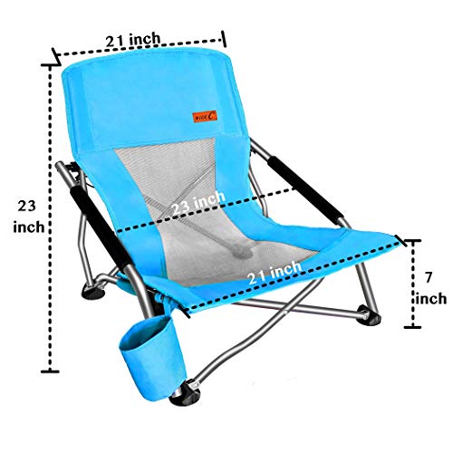 Nice C Chair Beach, Beach Chairs For Adults 2 Pack, Low Beach Chair, Sling, Folding, Portable, Concert, Kids, Boat, Sand Chair With Cup Holder & Carry Bag (2 Pack Of Blue) #TOP2