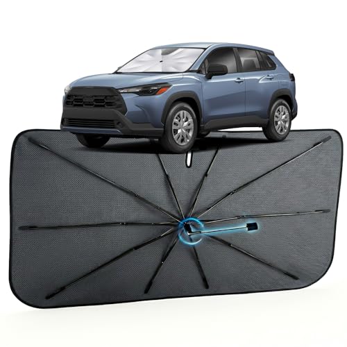 Image of Car Windshield Sun Shade for Toyota Corolla Cross 2022-2026 -[Reflective Coated Fabric] Sunshade Umbrella for Front Window, Car Shades Sun Visor Keep Car Cool and Protects Interior, 1:1 Exact Fit