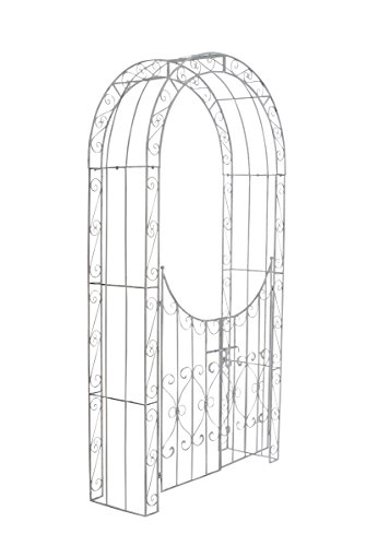 CLP Arche de Jardin avec Portillon Sina- Arceau de Jardin Romantique en Fer Forgé - Support pour Plantes Grimpantes avec Porte Style Shabby-Chic,...